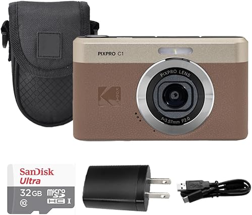 Kodak PIXPRO C1 - Cámara digital compacta, punto y disparo compacto de 13 MP, pantalla LCD abatible de 2.8 pulgadas, lente gran angular de 1.024 in,