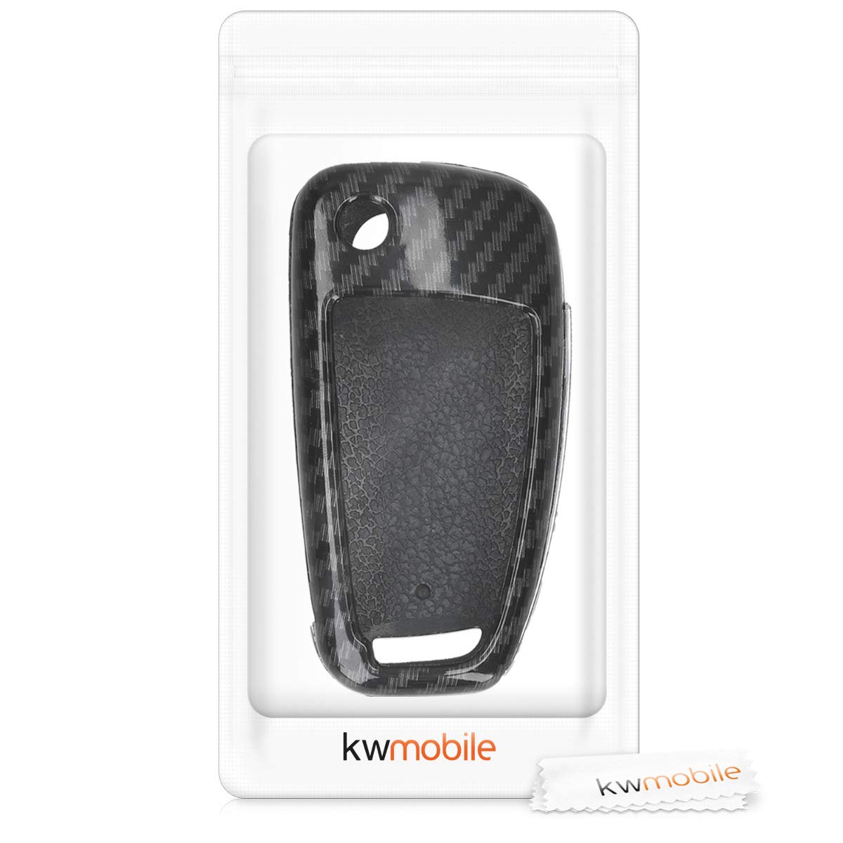 kwmobile Pokrowiec na kluczyki samochodowe kompatybilny z Audi 3 przyciskami Flip Key - twarda obudowa - czarny węglowy