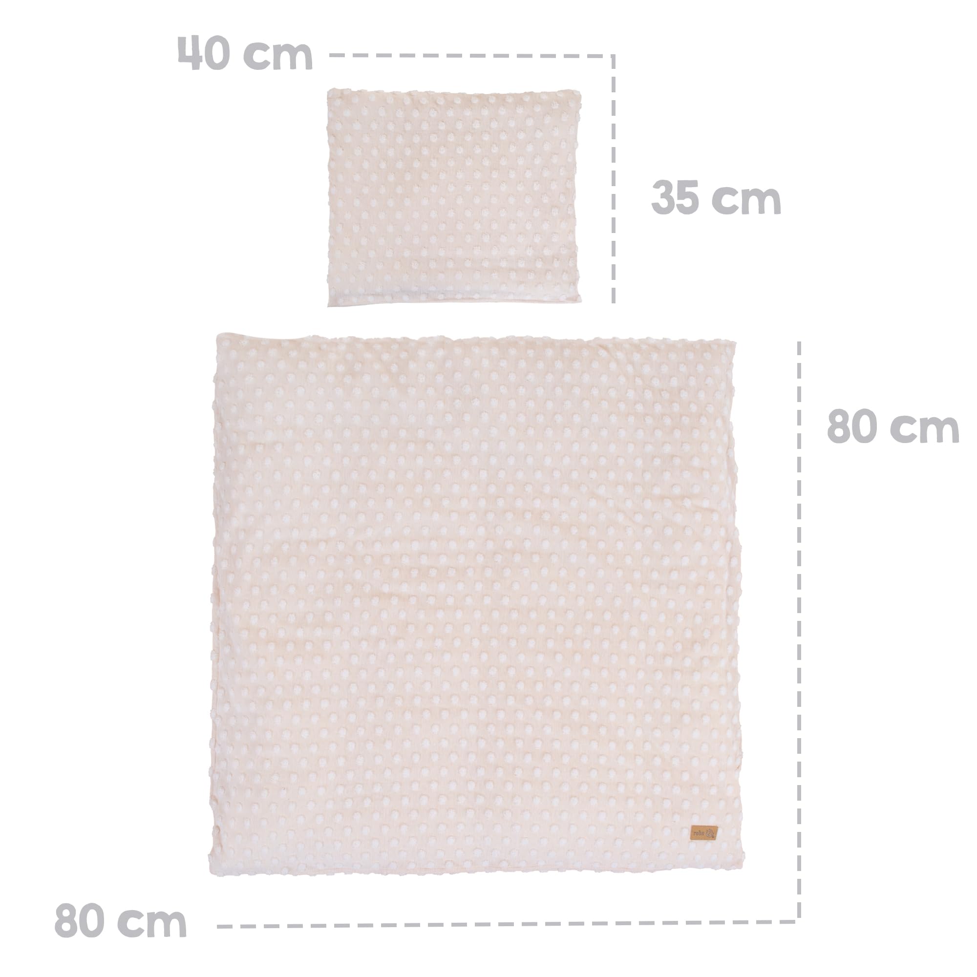 roba Biancheria da Culla Frosty Almond - Federa 35 x 40 cm + Copripiumino 80 x 80 cm - Certificato GOTS e Oeko Tex - Cotone Bio Traspirante - Beige