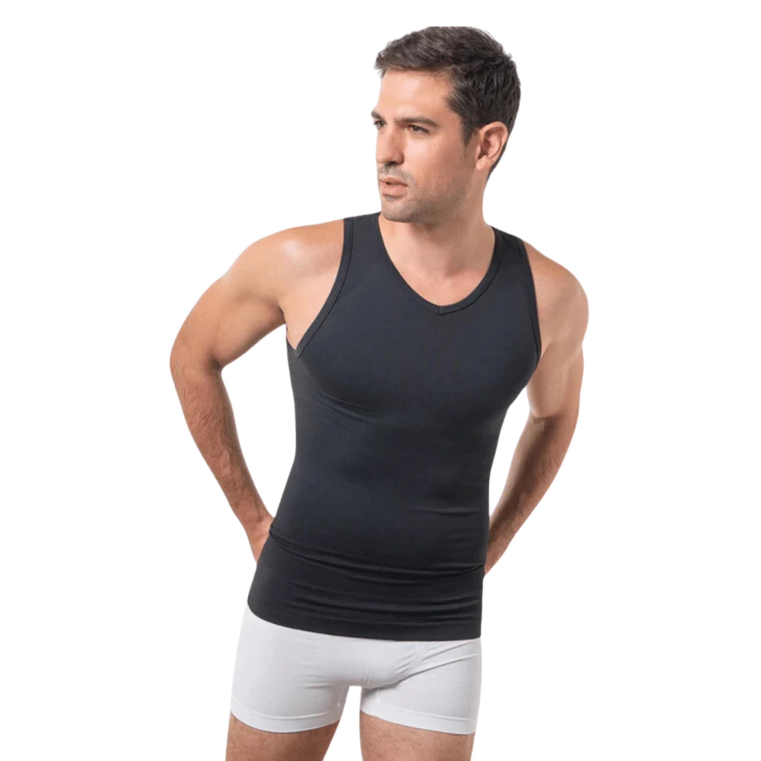 ANAISSA Camiseta Compresión Hombre con Fibra Emana Speed. Camiseta Reductora Hombre Moldea y Estiliza. Camiseta de Compresión Corrector Postural. Control Abdomen, Caderas y Espalda.