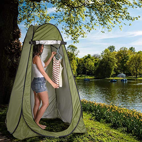 Image of Polyester Cloth Changing Tent For Camping (Armygreen, Instant Setup, Full Privacy, Lxwxh : 120X120X190 Cm), 1 Person