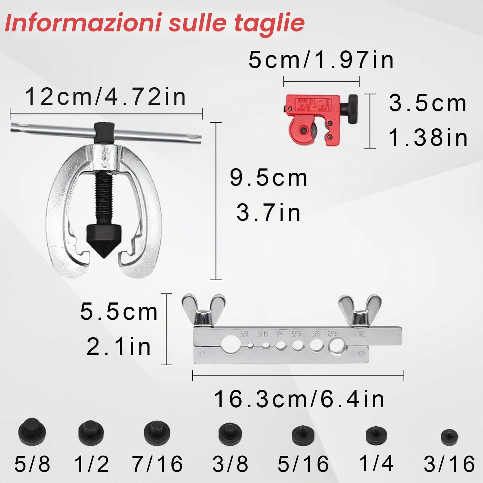 Set di attrezzi per bordatura, piegatrice angolare, dispositivo a bilanciere, per tubazioni in rame, per freno, per bordatrice