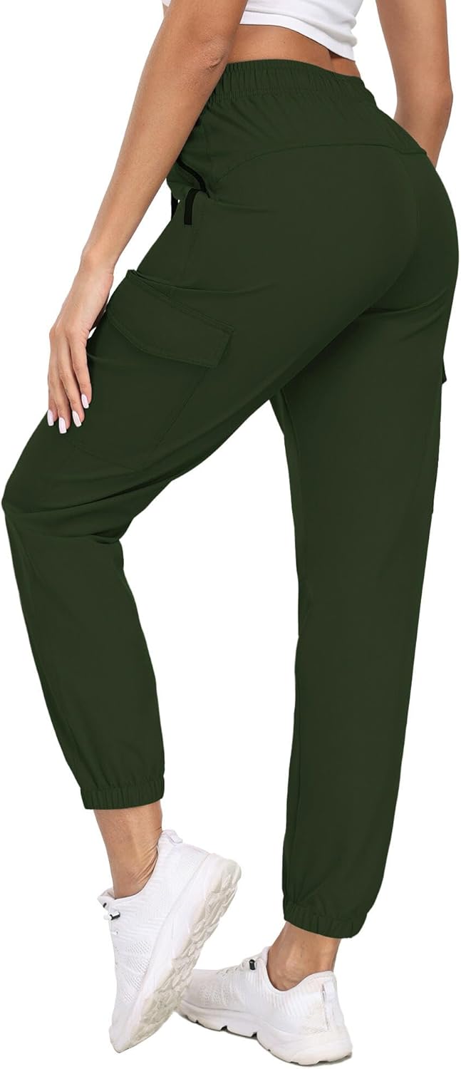 Womens Joggers with Pockets Waterproof Cargo Hiking Pants UPF 50+ Lightweight Quick Dry for Workout Travel HH24012 - Image 2