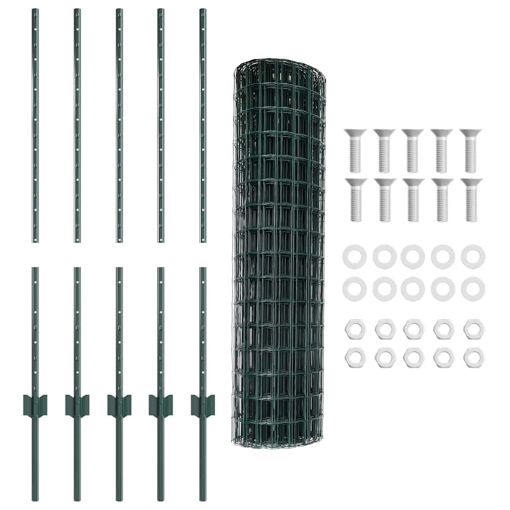 Green Garden Fence 1 x 10 m Steel PVC Privacy Screen Panels 1000 x 270 x 100 cm Diseño Moderno Resistente Borde para Patio Uso Exterior