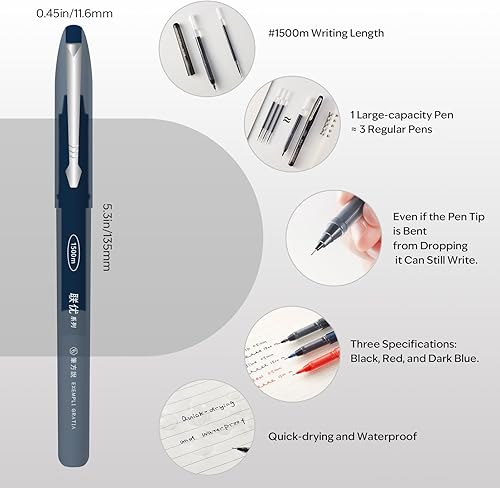 Miniatura 2 de Bolígrafos de gel de punta ultrafina de 0.020 in, tinta de larga duración de 4,921.3 ft, punta flexible irrompible, escritura suave sin manchas