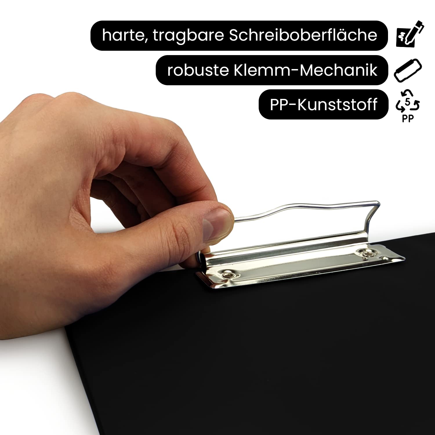 Set Da 4 Portablocco A4 In Plastica Con Clip Metallica E Gancio Nascosto, Ideali Per Ufficio E Scuola