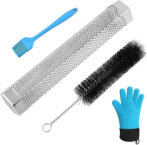 WEISENG - Tubo de ahumador, generador de humo de acero inoxidable compatible con cualquier eléctrico, gas, parrillas de carbón o ahumadores