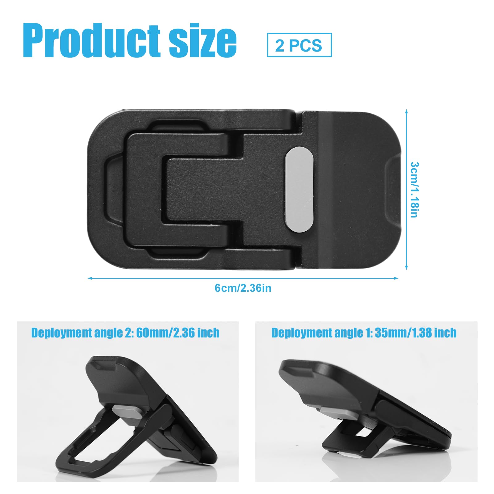 2pcs Portable Keyboard Riser, Dual Tilt Angle Mini Laptop Feet Flip Computer Keyboard Stand for Desk Invisible Lifter Computer Cooling Stand Self-Adhesive Laptop Stand Bracket for Office (Black)
