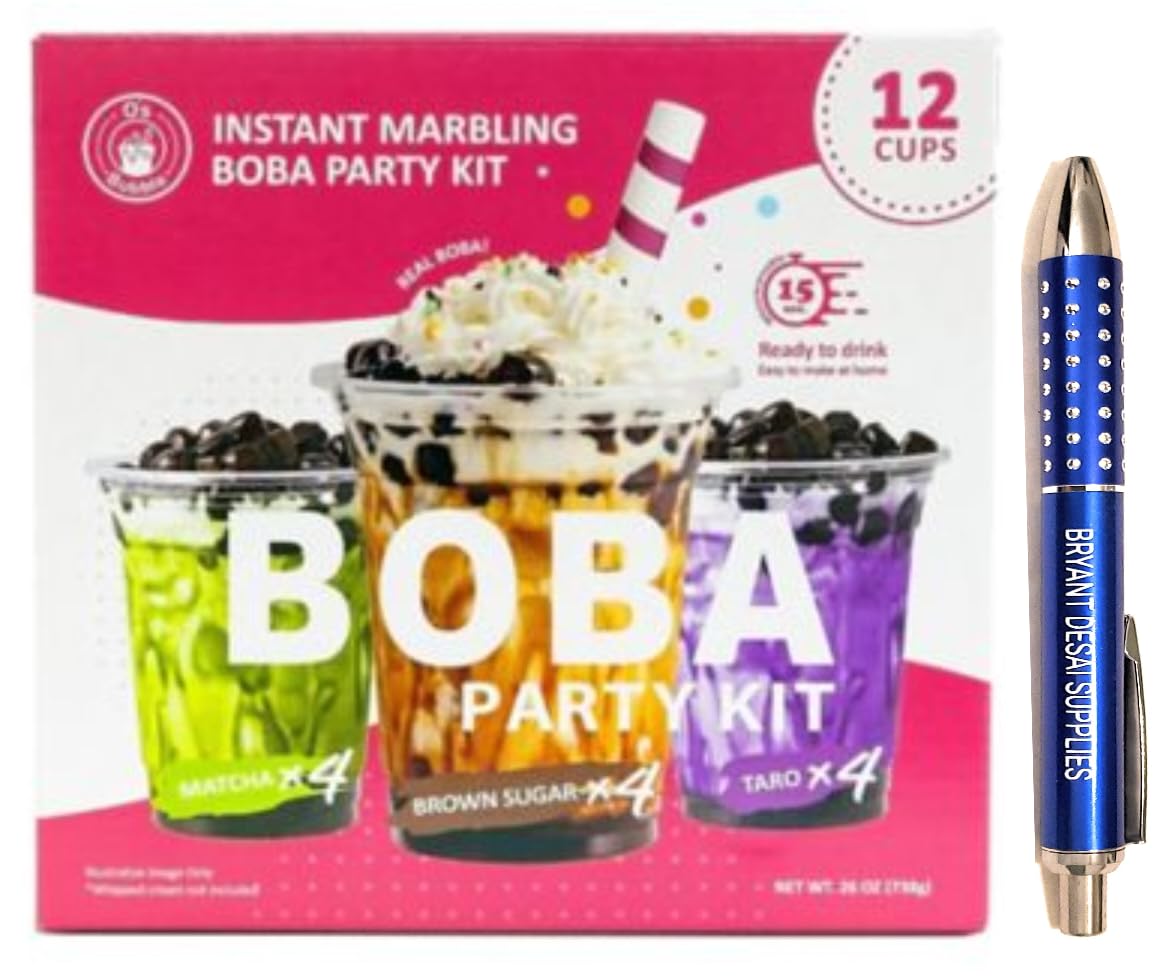 Buy O's Bubble Tea Kit, Instant Marbling Boba Tea Party Kit, 12