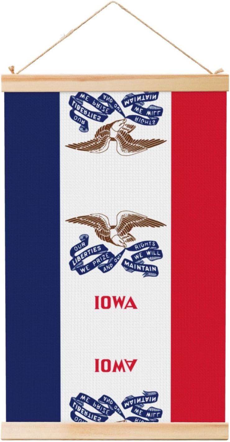 Iowa State Flag Print Poster Hanger,Hanging Poster, Poster Frame,Wood Poster Hanger, For Wall Hanging