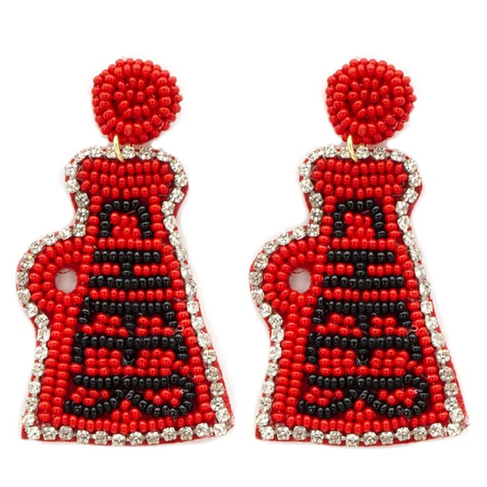 Beaded Cheer Football Post Earrings Handmade Cheer Horn Cheerleading Megaphone College Sport Gameday4