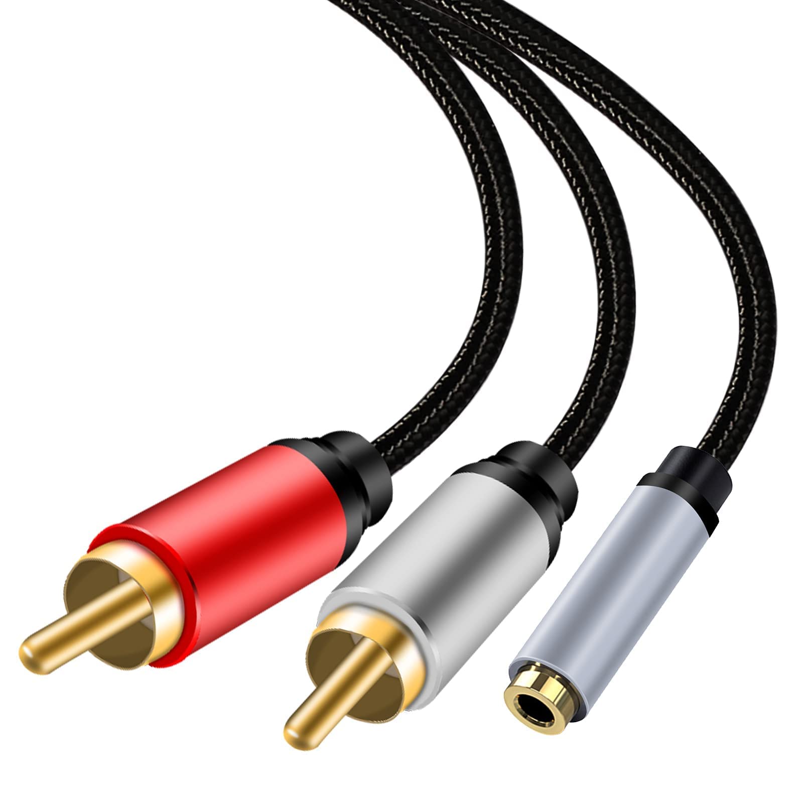 belipro 3.5mm Female to 2RCA Audio Cable 16Ft, 1/8" TRS Stereo to Dual RCA Jack Adapter for Smartphones, MP3, Tablets, Home Theater…………