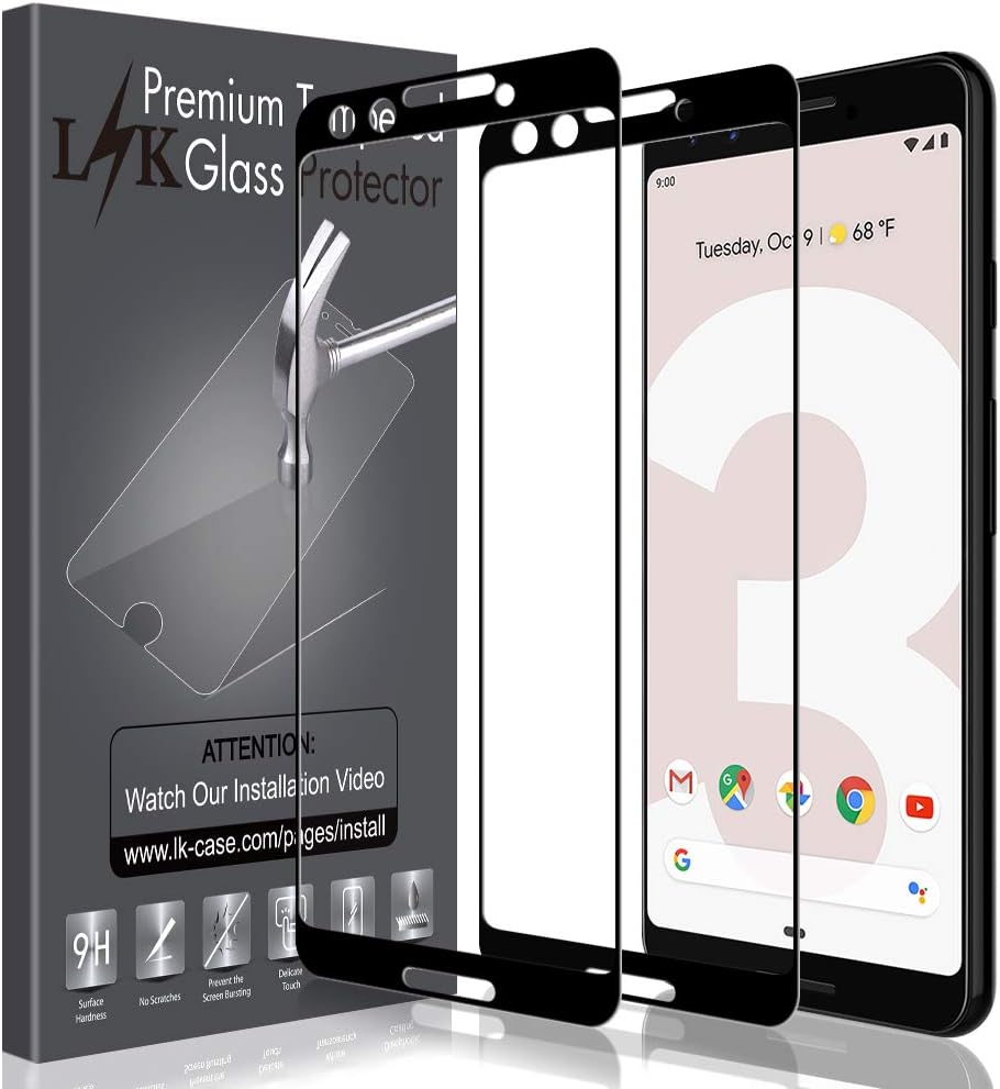 LK [2 Pack] Screen Protector for Google Pixel 3 Tempered Glass 9H Hardness Case Friendly Bubble Free