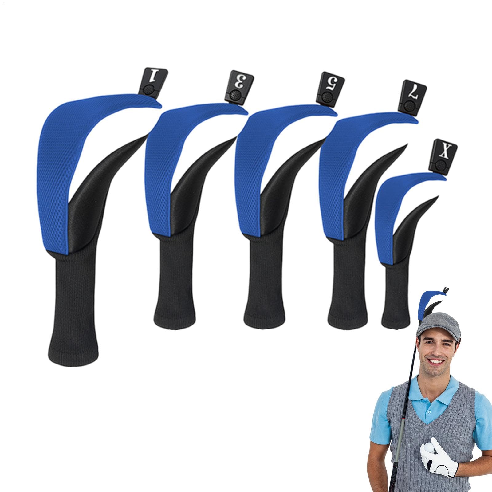 Golf Wood Club Headcovers Golf Hybrid Headcover Long Neck Protective Club Covers Anti Slip Wood Hybrid Head Cover Protective Head Cover For Men Protective Head Cover For Women Golf Enthusiast Headcove