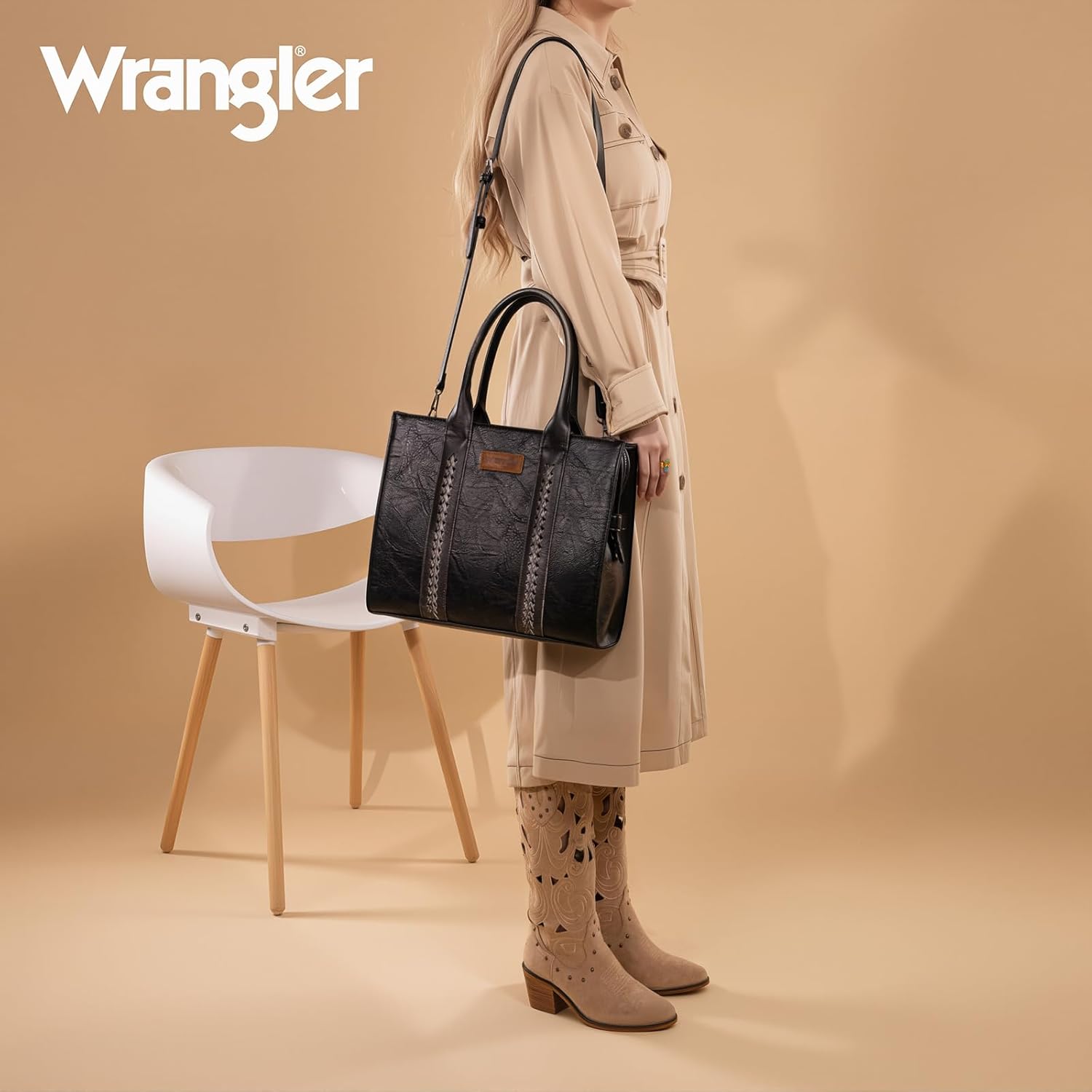 Montana West × Wrangler Large Tote Bags Purses for Women Work Top-Handle Handbags with Strap - Image 2