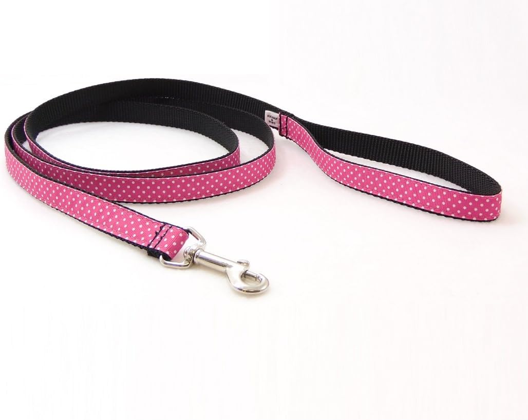 Sunset Polka Dot Pink/Black Dog Leash (XS-1/2 x4')