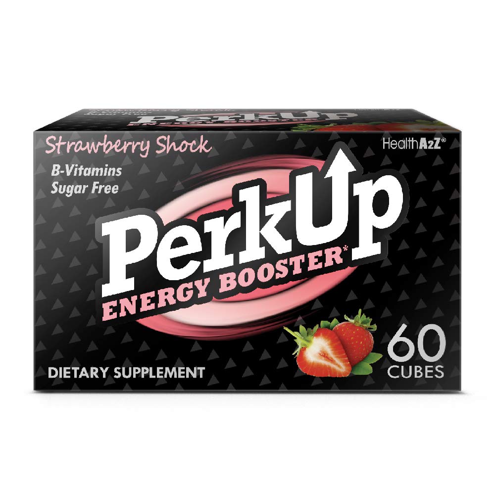 PerkUp Energy Booster (Strawberry Shock, 60) - A healthy alternative to energy drinks. Natural caffeine from green coffee bean with vitamins for energy. No sugar and no crash.