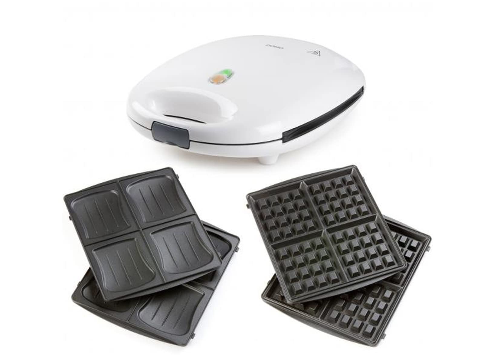 Sandwichera XXL 2 en 1, 4 placas de conchas y gofrera, 1200 W