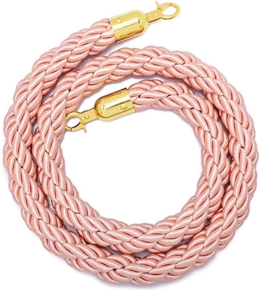 Corde de poteau rose 150cm avec crochets dorés polis pour file d'attente