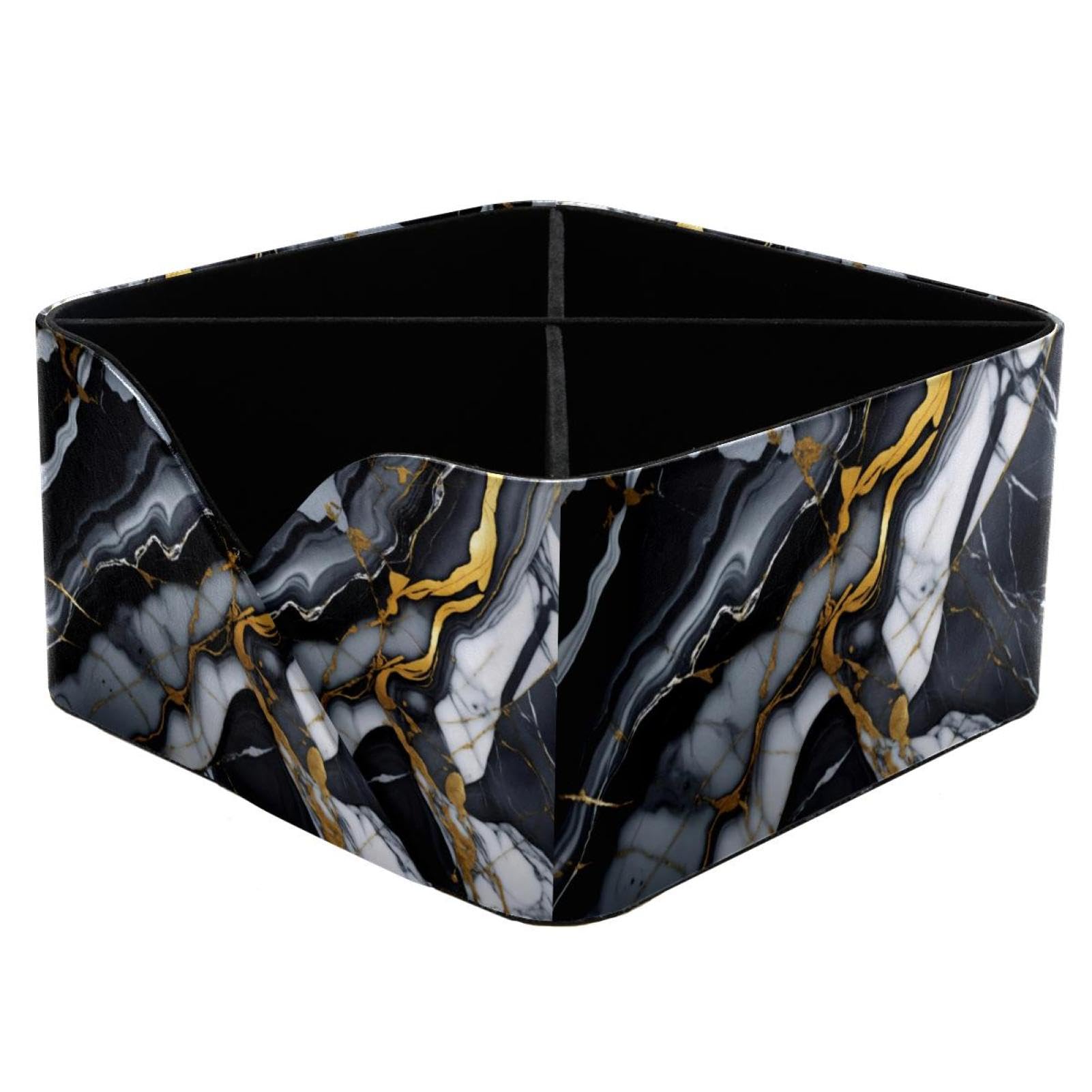 Porte-stylos rectangulaire marbre noir anti-désordre pour bureau zen