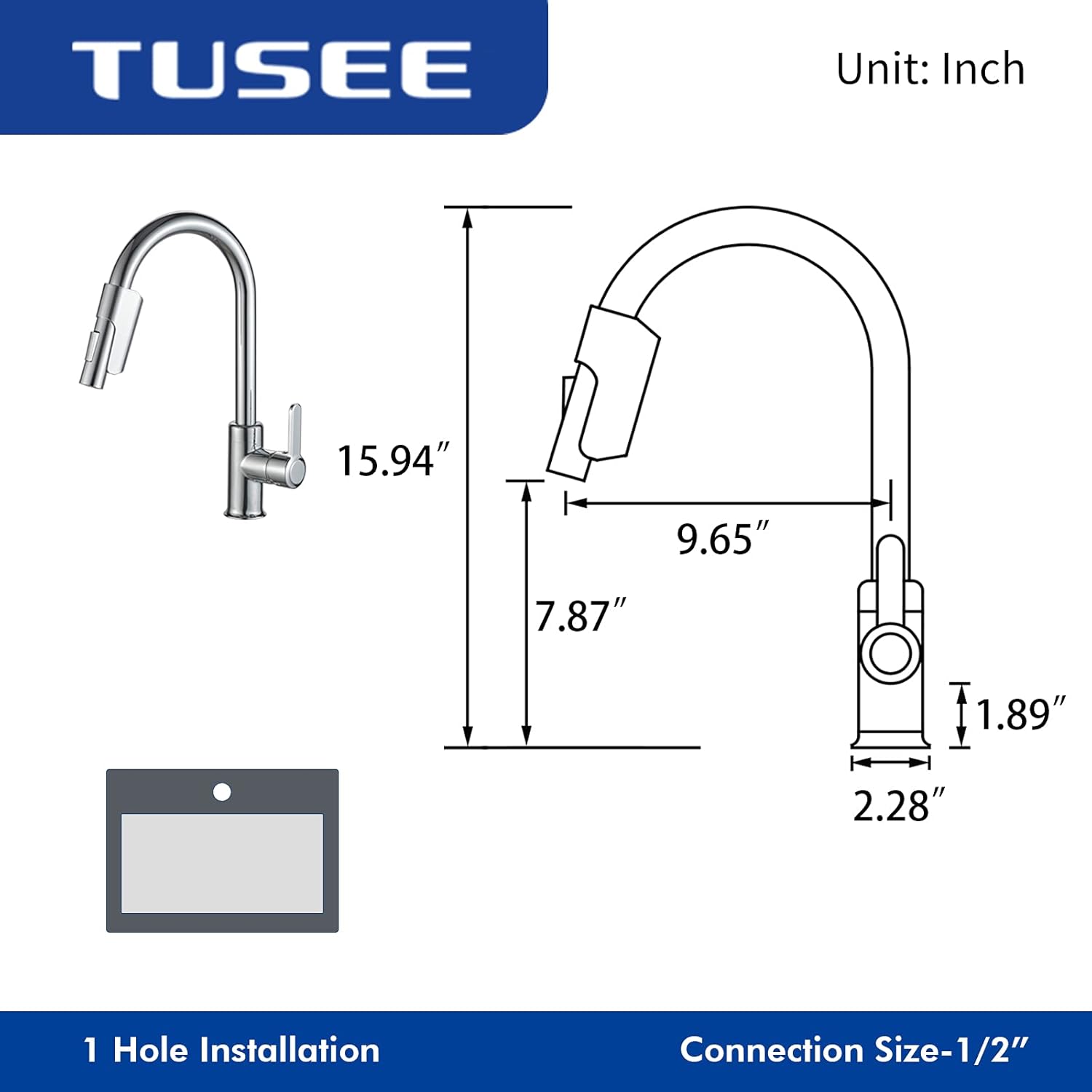 Two-Sensor Touchless Kitchen Faucet with Pull Down Sprayer, Single Hole Chrome Kitchen Faucet with Temperature Control, Stainless Steel Kitchen Sink Faucet, TS-6102C