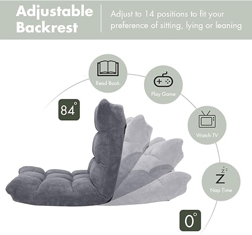 Miniatura 4 de S AFSTAR Silla reclinable acolchada ajustable de 14 posiciones con cómodo soporte de espalda y funda agradable a la piel, ideal para leer, jugar,