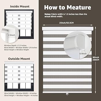 Amazon.com: SEEYE Cordless Zebra Blinds for Window, French