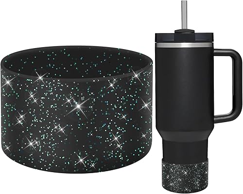 WUQID Protective Bling Silicone Boot Sleeve for 12oz-40oz Sport Flask & Stanley Water Bottles Tumbler Anti-Slip Bottom Sleeve Cover for All Water