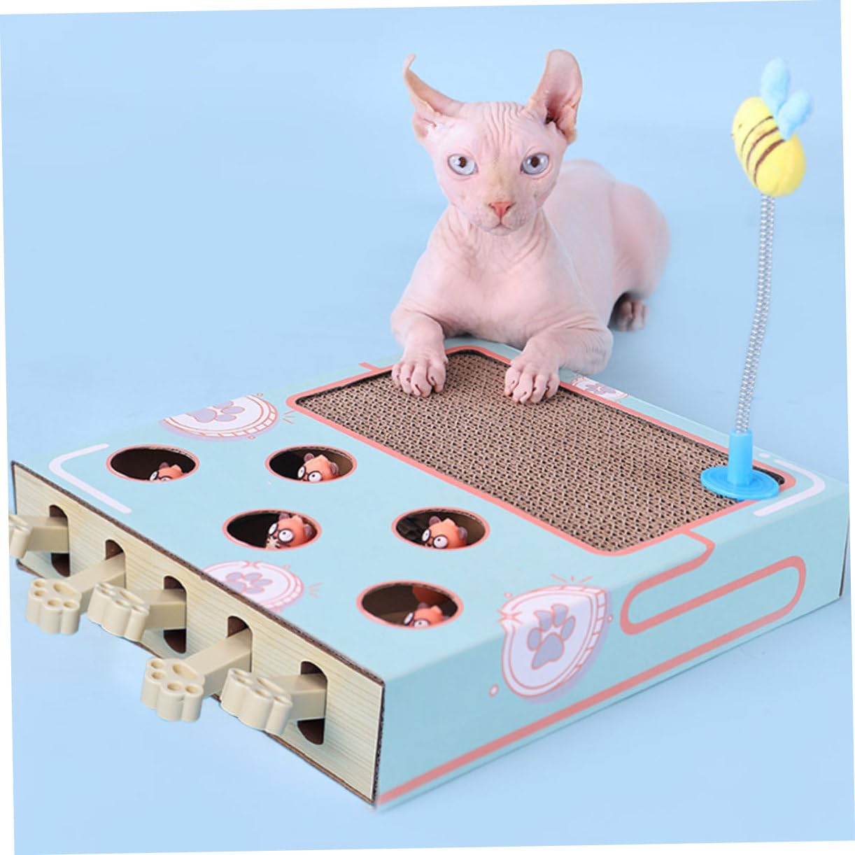 TOYANDONA Juguete para Gatos Whack-Mole Rascador para Gatos Interactivo para Entretenimiento Interiores
