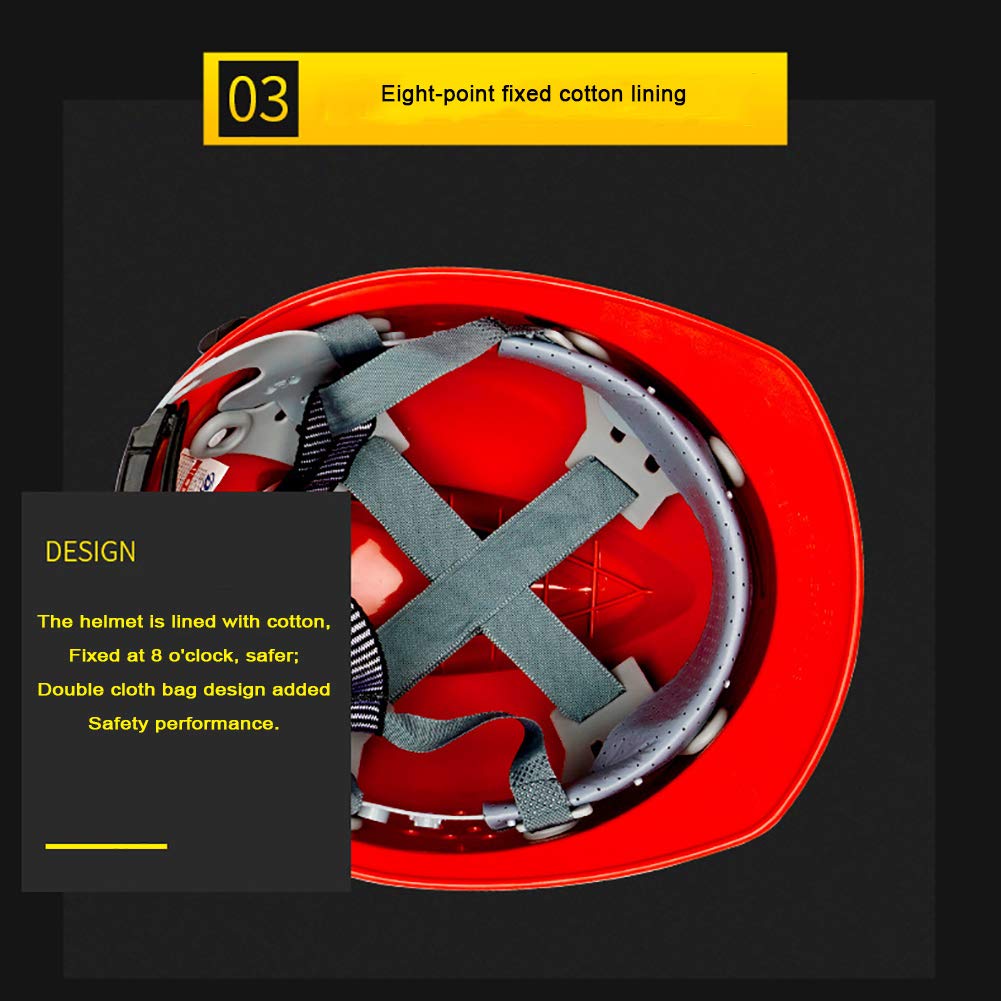 Elmetto di Protezione, Elmetto Workbase, Ventilato, Elmetto Lavoro con Regolazione a Scorrimento, Casco da Lavoro Casco di Protezione Casco per Cantiere