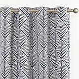 jinchan 80% Blackout Curtains for Living Room, Geometric Patterns Drapes for Bedroom, Window Treatments for Room Darkening, Grommet Top Thermal Insulated Curtains 84 inch Length 2 Panels Set, Blue