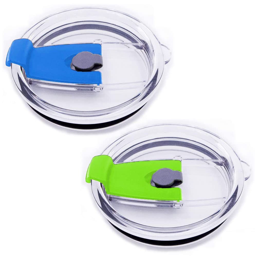 2 pcs Tumbler Replacement Lids,Spill-proof Splash Resistant Straw-friendly Cover,BPA Free & Straw Friendly (30 oz,green&blue)