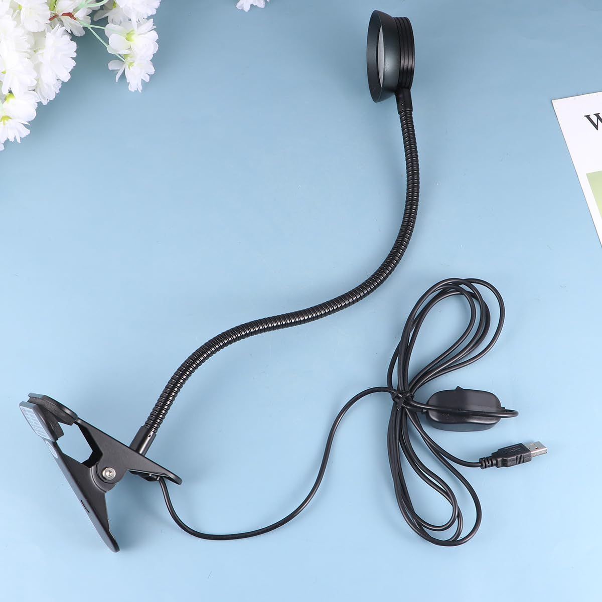 GLEAVI Lampada LED Clip Flessibile Luce da Libri Lavoro e Viaggio in Metallo Nero 2 Livelli di Luminosità