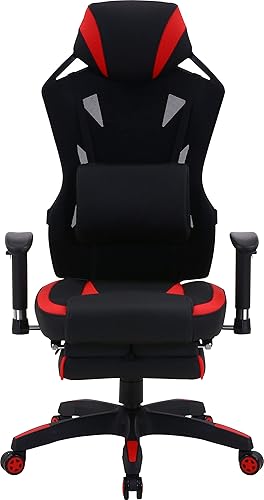 Miniatura 4 de Fuji Boeki 19429 Gaming Chair, Personal Chair, Width 27.0 x Depth 25.8 x Height 46.5 - 49.2 inches (68.5 x 65.5 x 118 - 125.5 cm), Red, Mesh with