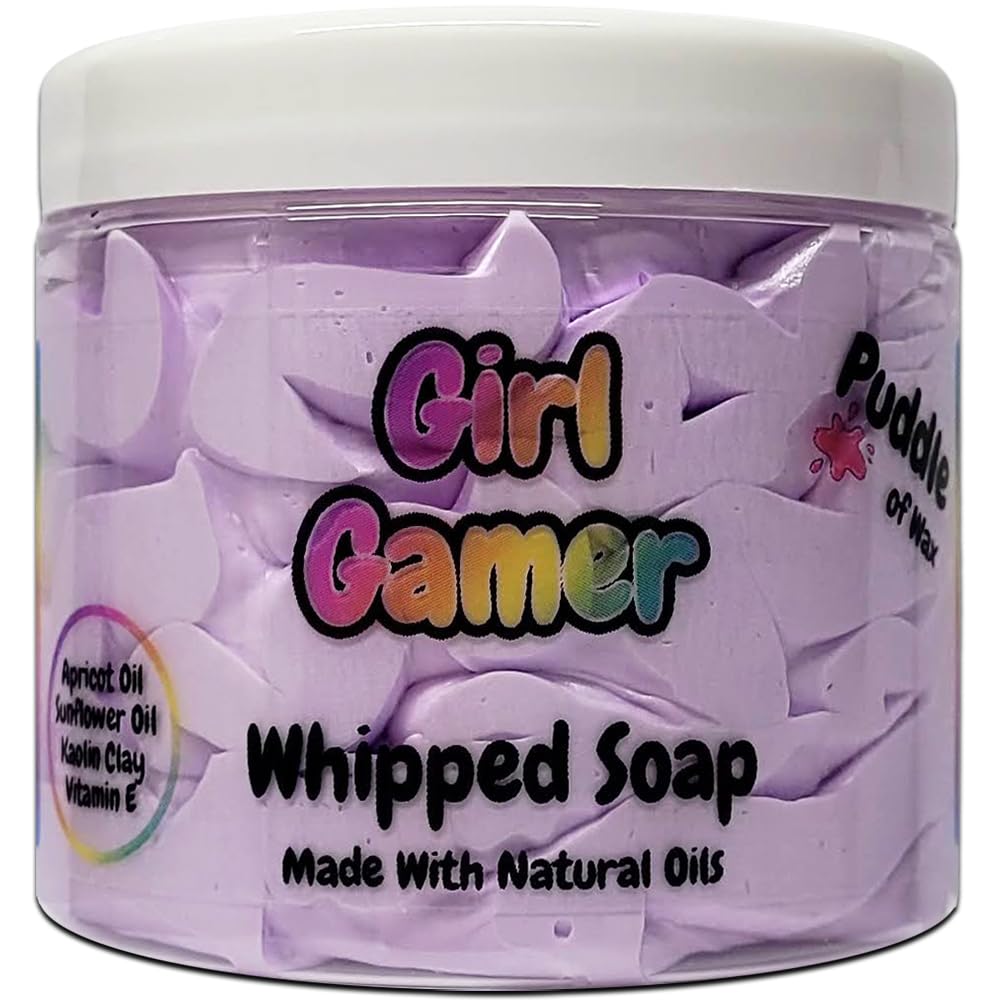 Girl Gamer Whipped Soap Body Wash, 150g, Natural Oils & Kaolin Clay, Sweet & Fruity Scent, Vegan Friendly, Puddle of Wax