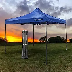 Gazebo Articulado Dobrável 3x3m, Tenda Sanfonada Azul com Estrutura em Aço