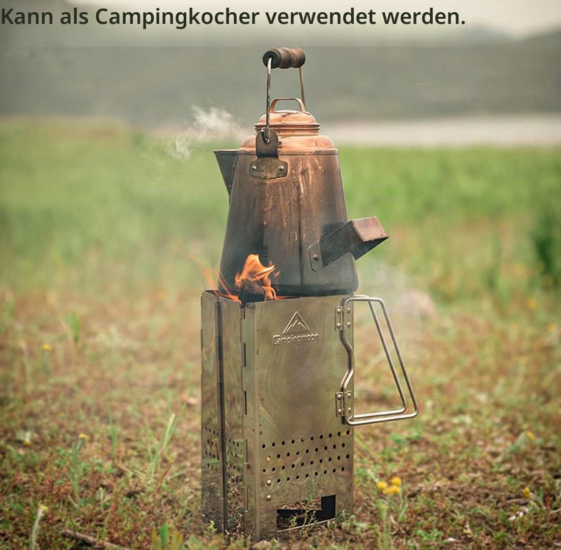 camping moon CAMPINGMOON Holzkohle Schornstein Starter Faltbar Faltbarer Grill Schornstein Edelstahl MT-17