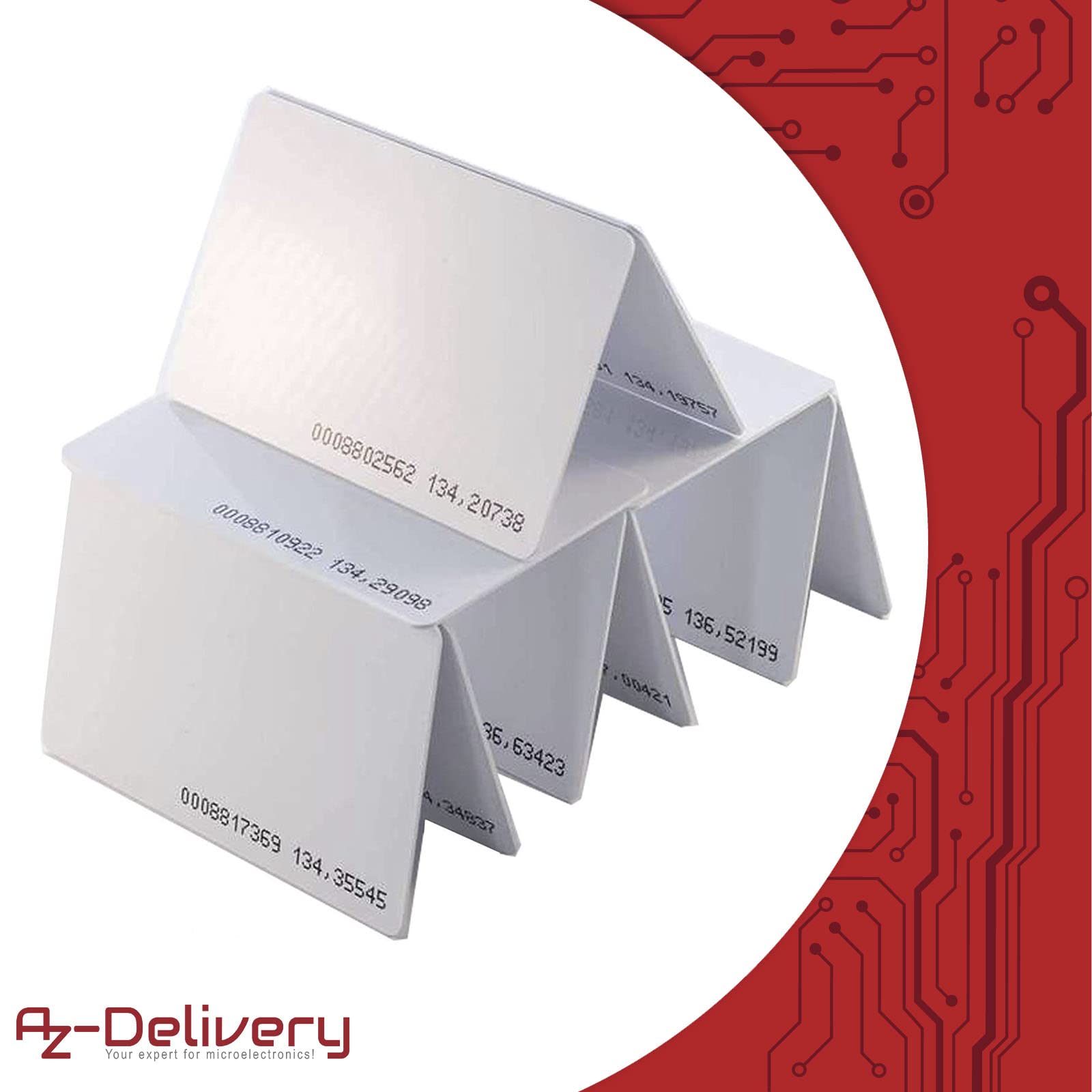 AZDelivery RFID Tarjeta Llave 125 kHz Blanco Numeradas 10 Stk Compatible Arduino