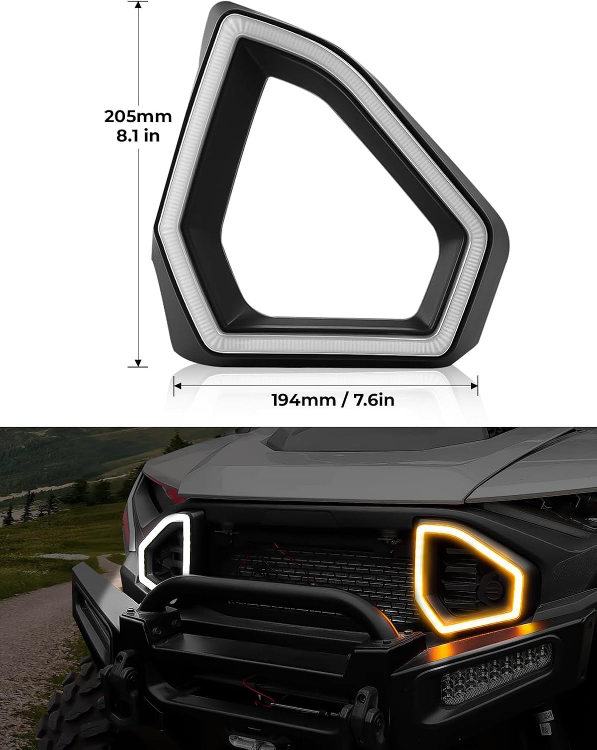 LED Front Accent Lights for Polaris Ranger XD 1500/Crew XD 1500-2024/2025 / 2026, LED Front Fascia Lights DRL Grill Lamps for Polaris Ranger Crew/XD 1500 Northstar Accessories