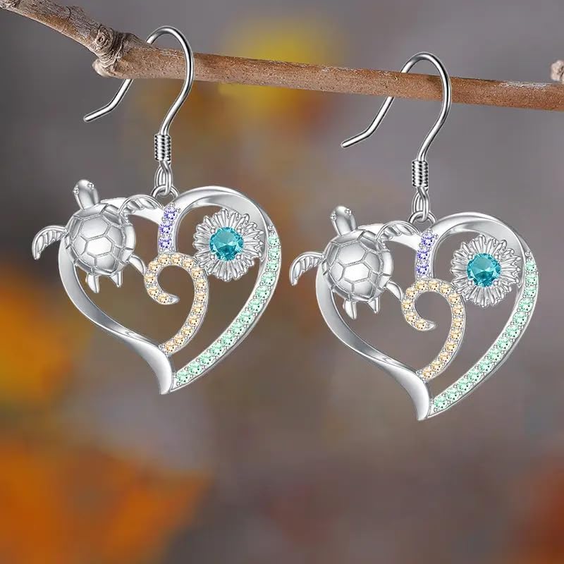 Sea Turtle Earrings,Ocean Beach Animals Dangle Hypoallergenic Animal Jewelry Gifts for Women - Image 5