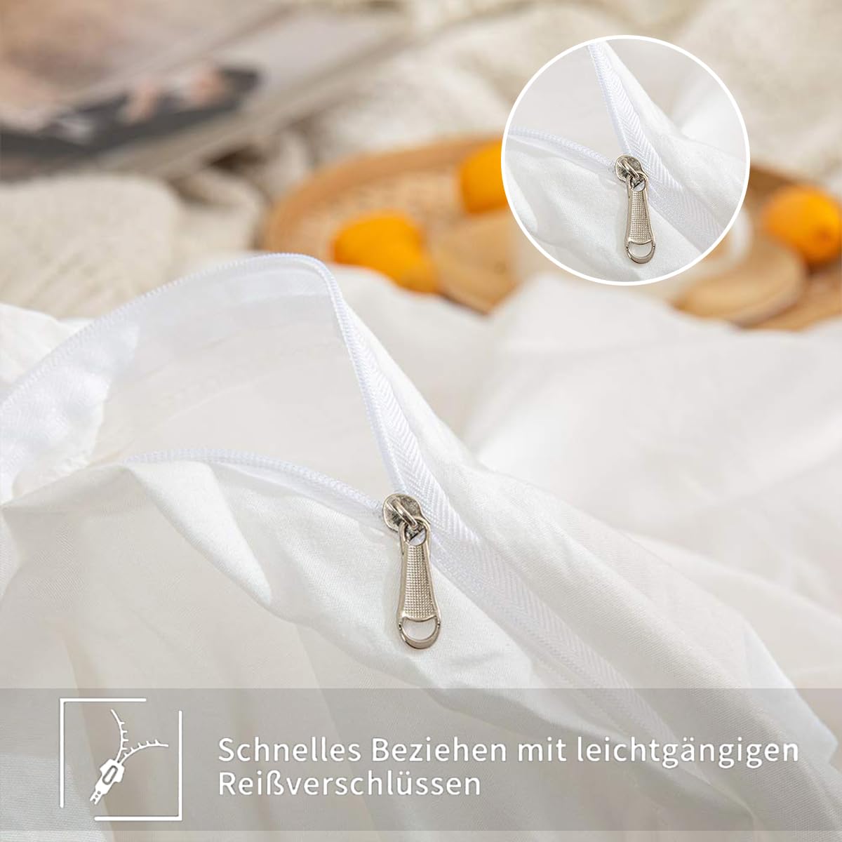 Freyamy Kissenbezug 40x80cm 2er Set Weiß Rüschen Romantisch Mädchen Kopfkissenbezug Gewaschene Microfaser Weiche Kissenhülle Unifarben Plisseefalten Chic Kissenbezug mit Reißverschluss