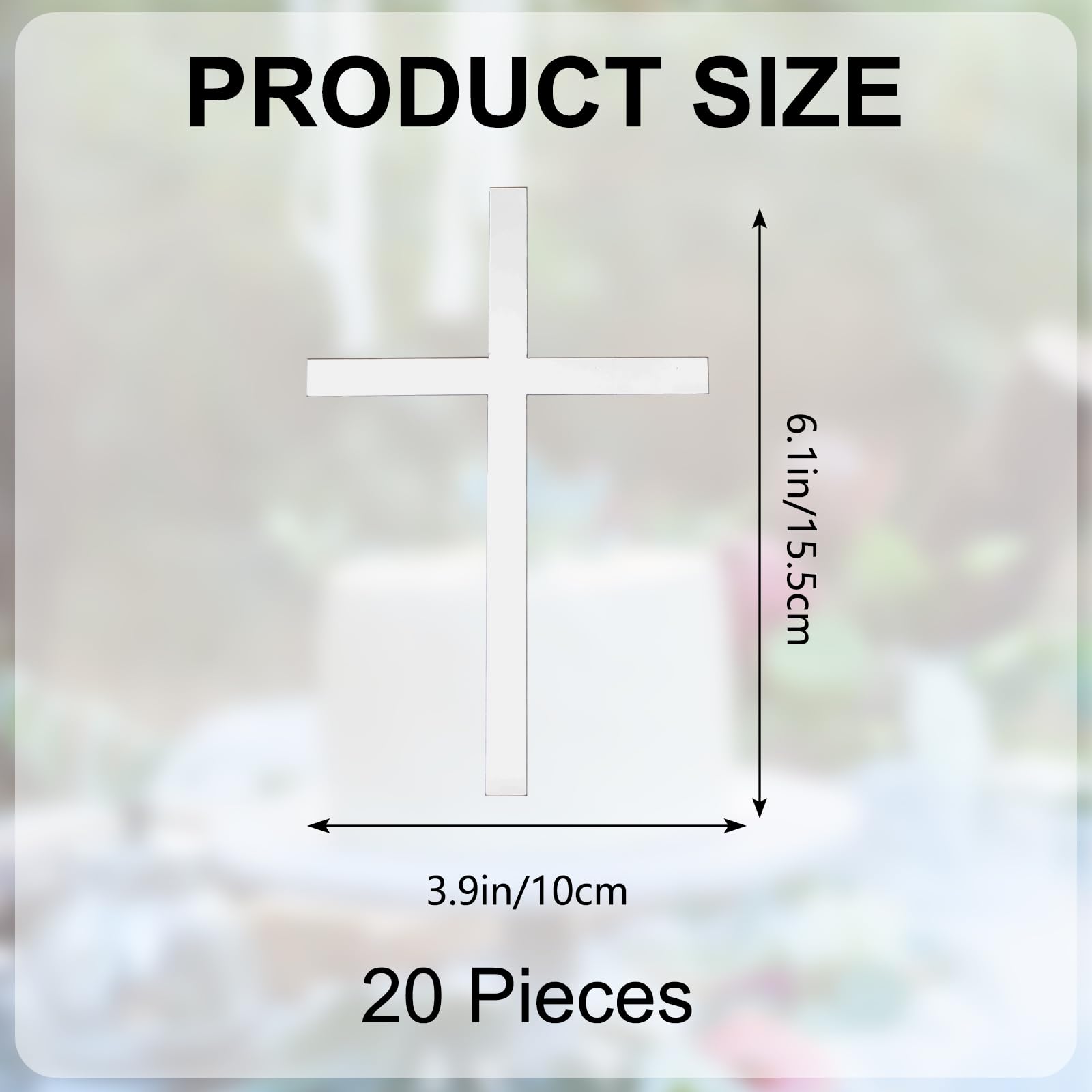 URROMA Lot De 20 Décorations De Gâteau – Croix Miroir Argenté – Pour Baby Shower, Baptême