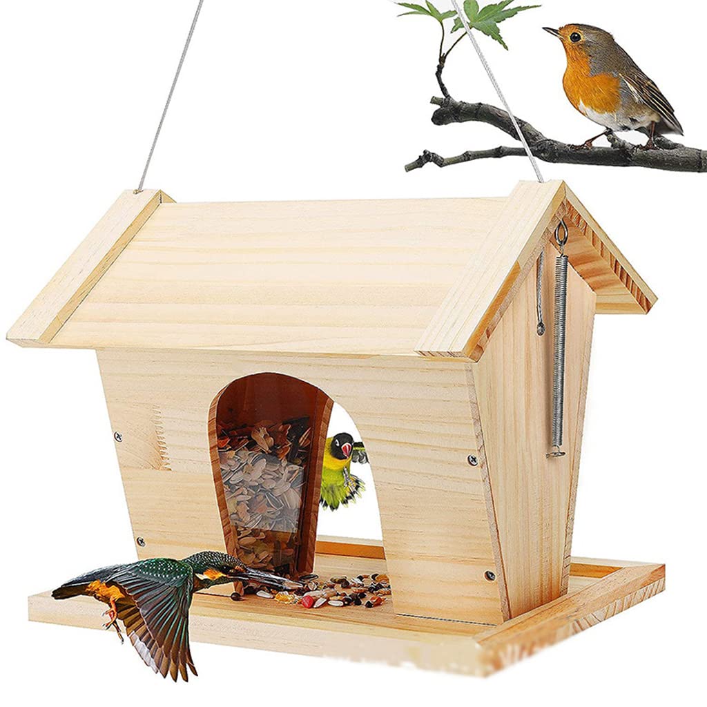 Vogelhäuschen aus Holz zum Aufhängen, Retro-Vogelfuttertisch für Garten, Hinterhof, Terrasse, Zaun, Dekoration
