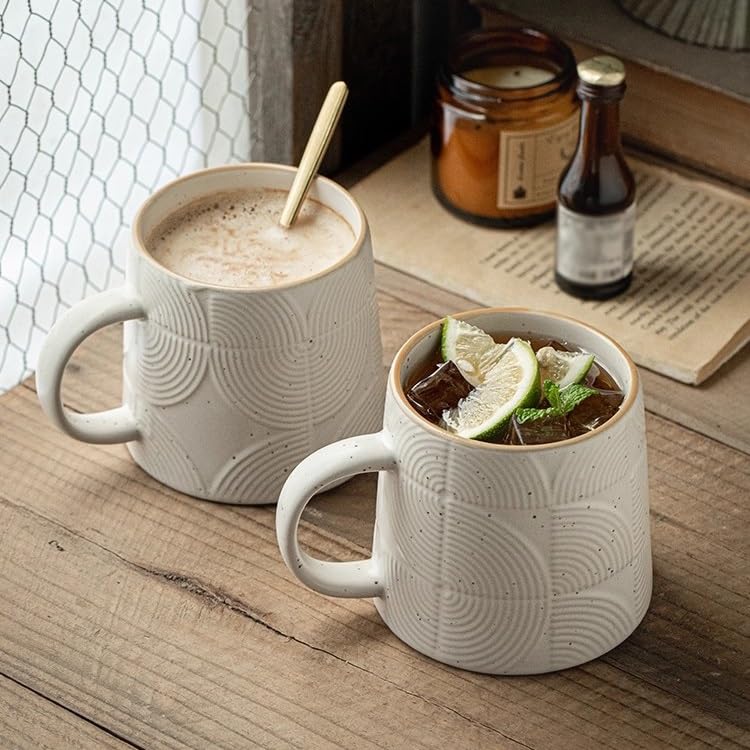 ENGENDER Tazas Cafe Taza de cerámica con Esmalte sésamo Mate, Utensilios Arte Latte for Restaurante, 430 ml, for té Oficina Mug Cups(A)