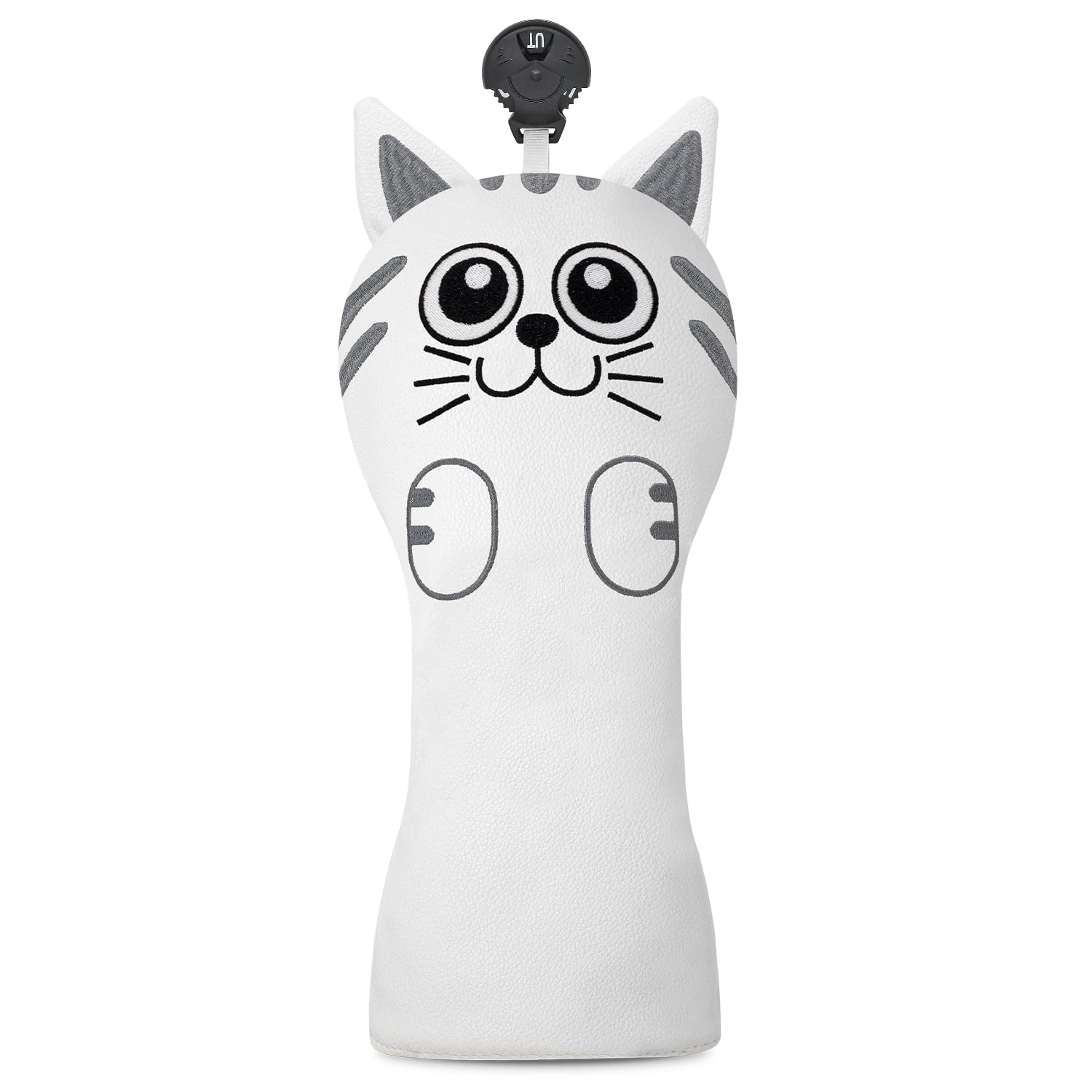 Golf Kitty Head Cover Golf Club White Leather Headcovers Set Fits Driver Fairway Wood Hybrid Utility Putter Iron Wedge Headcover. — image 1