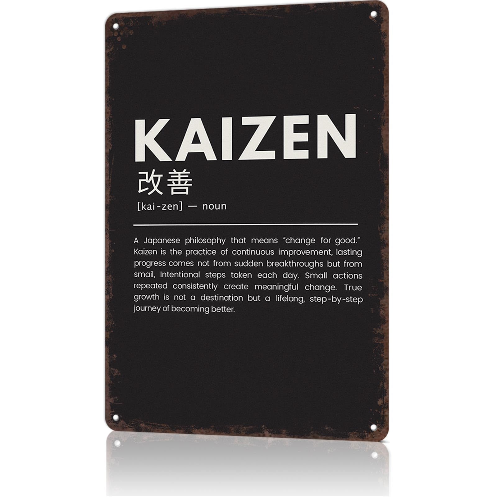 KWQDOZF Funny Metal Signs Poster 8x12inch Kaizen Definition Aluminum Sign Wall Art For Home Room Bedroom Office Decor
