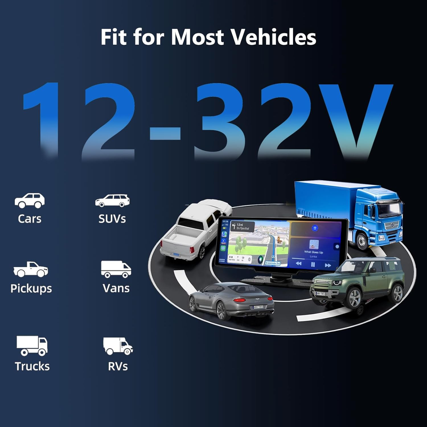 Portable Apple CarPlay & Android Auto Screen for Car | 2.5K Dash Cam | 10.26'' Touchscreen Car Stereo with Voice Control, Music Play, GPS Navigation, FM Transmitter & Mirror Link