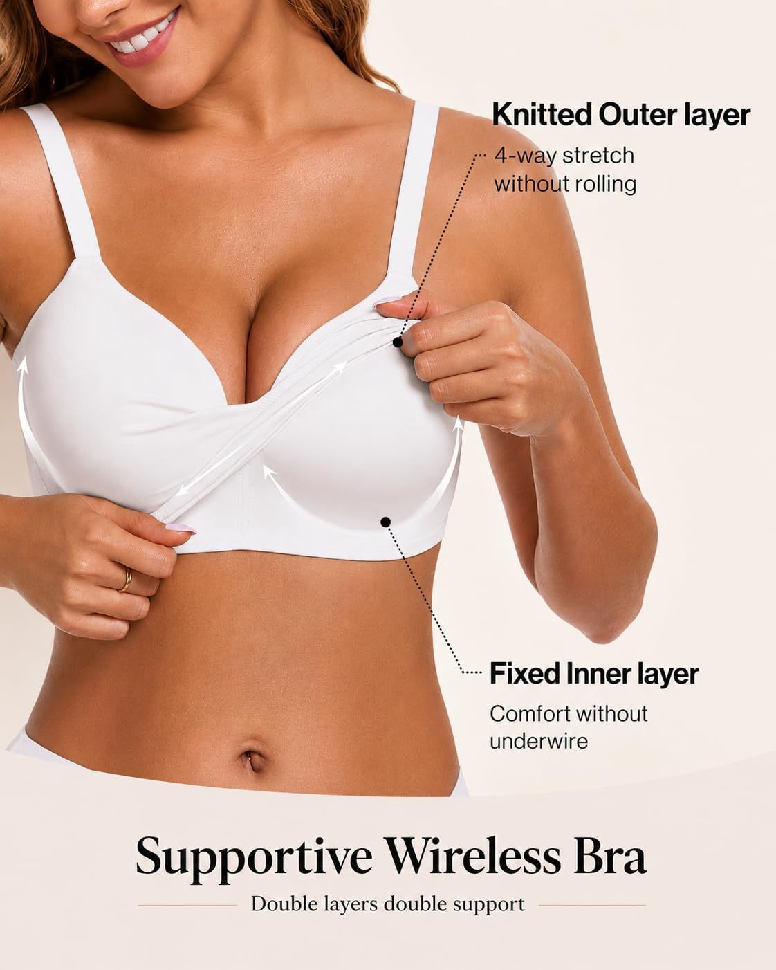 Ubras Wireless Supportive Bra for Women, Lift Bra Full Coverage image 2