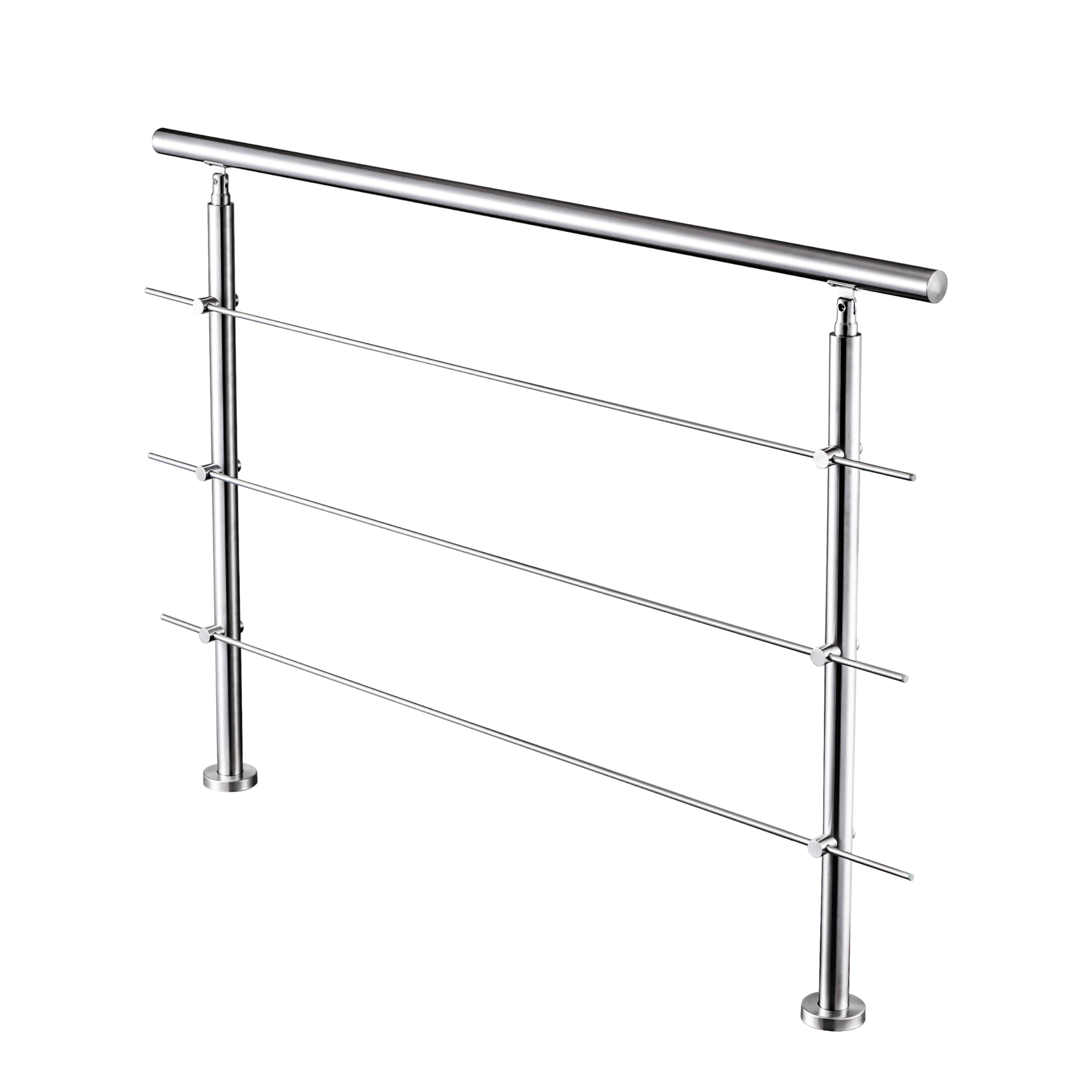 SKYBATHROOM 150x106cmStainless Steel Stair Handrails,Handrail for Steps,Banister,Balustrade Diameter: ∅42.4 mm