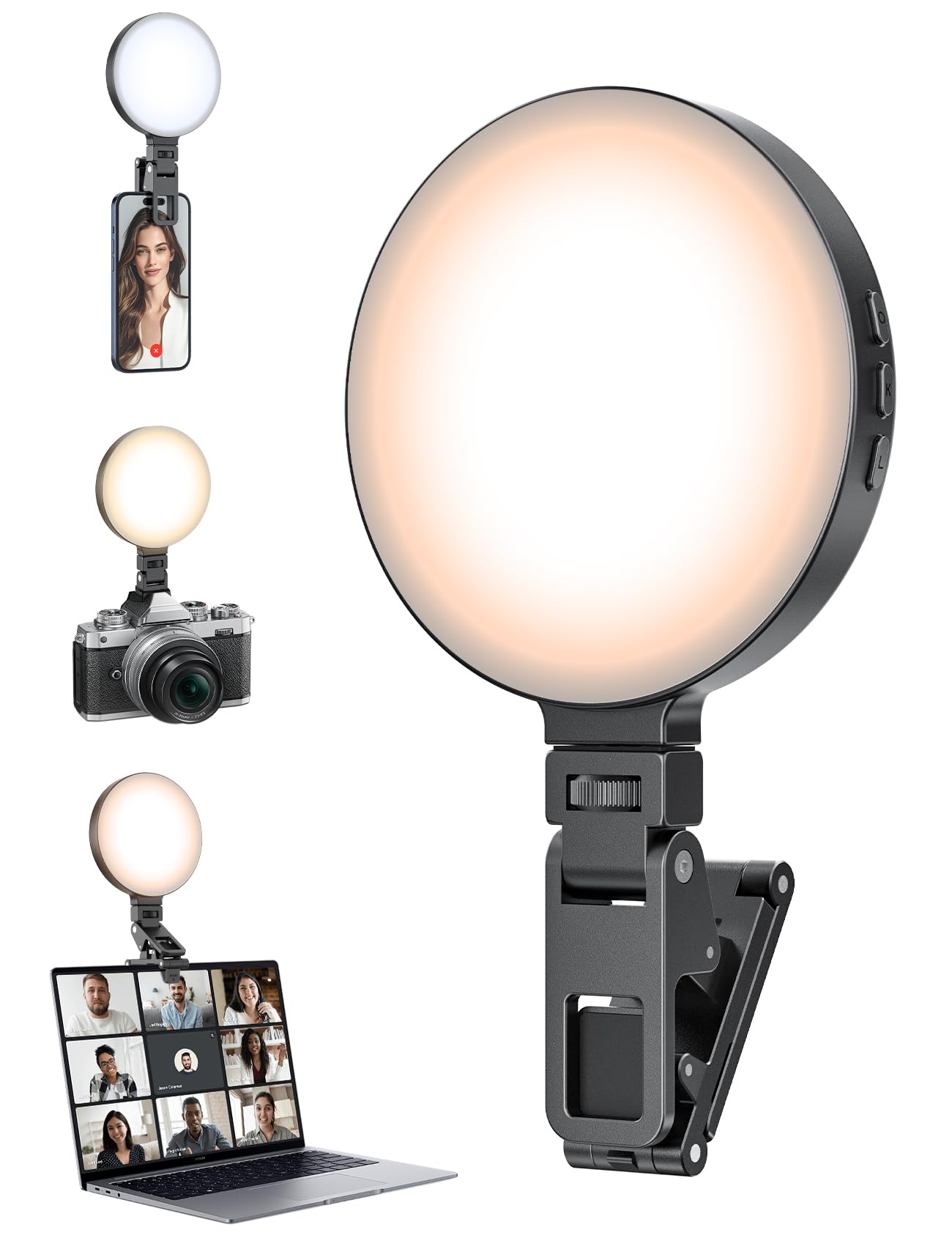 4 Zoll Ringlicht Monitor für Videotelefonie, Handylicht mit USB-aufladbar, Upgrade-Clip für 2 Montagearten – Schminklicht & Selfie-Licht für Laptop, Monitor, Handy, perfekt für Zoom, TikTok, YouTube